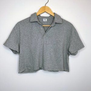 Aritzia Sunday Best Cropped Polo - Grey (Small)